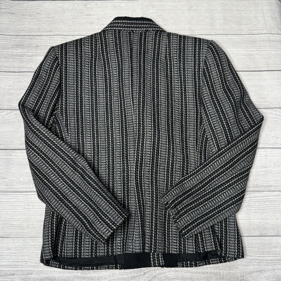 Givenchy Style Saks Fifth‎ Avenue Vintage Black White Wool Blazer USA Size 16 - Picture 5 of 9